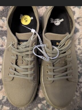 Dr. Martens Olive Green Canvas Low-Top Sneakers - Unisex